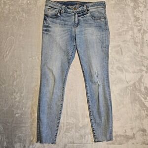 KUT From The Kloth Ankle Skinny Jeans Light Wash Distressed Women Size 10